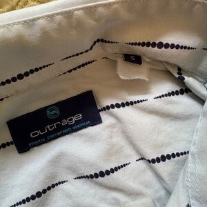 Men's Casual Button Down Shirt - White with Black Pattern